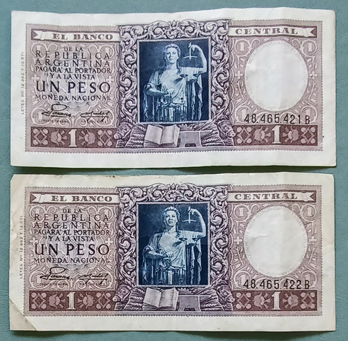 Billete 1 Peso Moneda Nacional Serie 2 Año 54 Con Detalles!