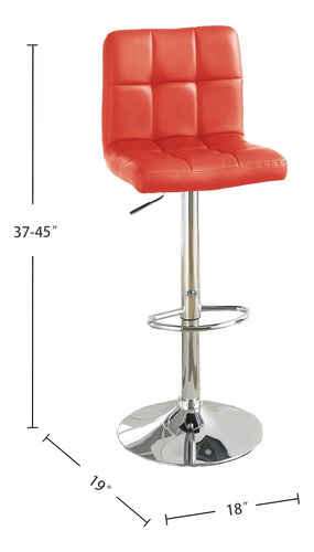 Poundex Adjustable Height & Swivel Barstool In Red Faux