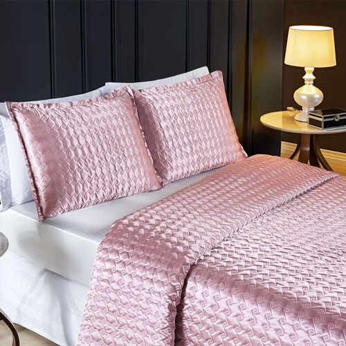 Cobre Leito Shine 3pç Cama Queen Cetim Charmousse Brilhante Cor Rose