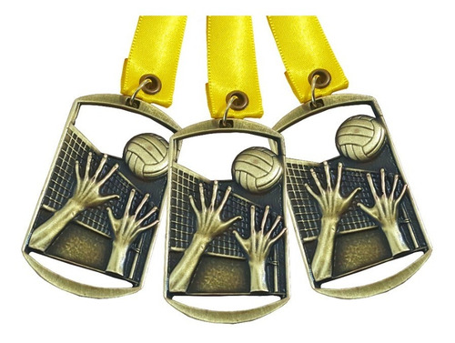 Lote 24 Medallas Metálicas Para Voleibol Color Oro