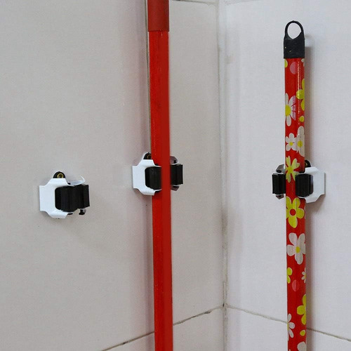 10 Soportes Para Escobas, Soporte Adhesivo De Montaje En Par