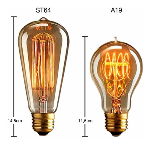 Imagem 2 de 6 de 10x Lâmpada Vintage Retrô Thomas Edison - Filamento Carbono