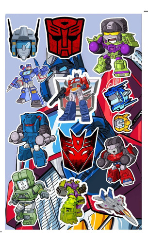 Set De 4 Plantillas De Stickers Nueva Transformers