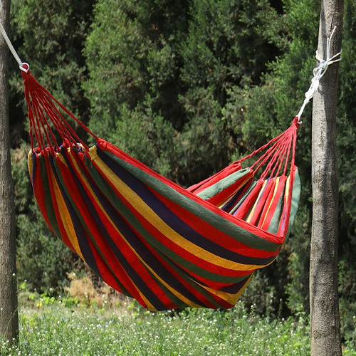 Hamaca Algodón Para Jardín Camping Cómoda De Tela Portátil