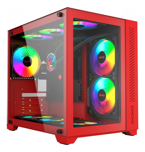 Gabinete Gamer Cubo Pcyes Forcefield Red Magma Cor Vermelho