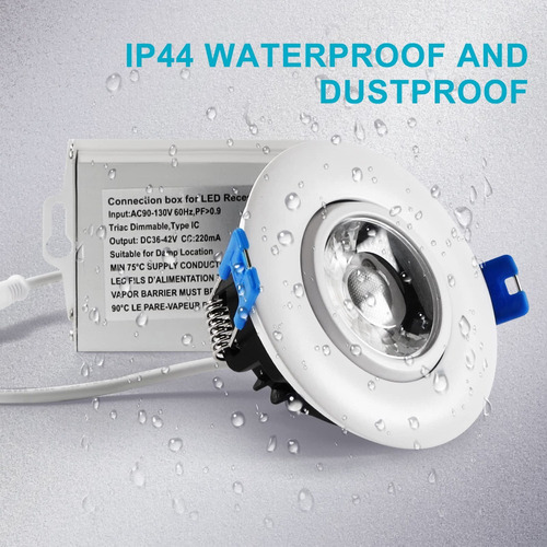 Luces De Ducha De 9 W, Focos De Techo Incrustados Blancos De