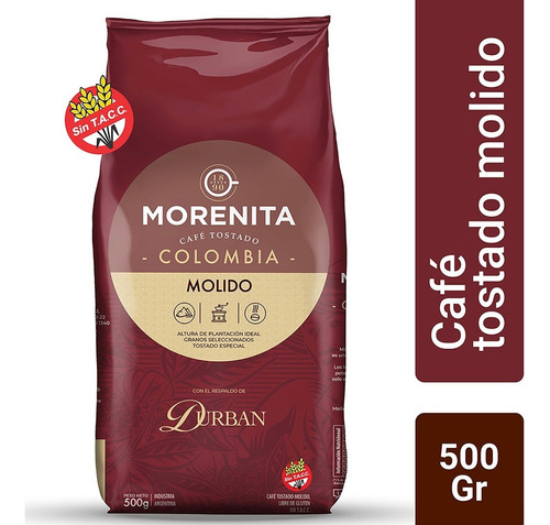 Cafe Tostado Molido Colombia Morenita 500 G Sin Tacc
