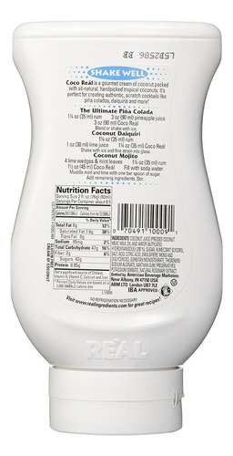 Coco Real, Crema De Coco, 16,9 Onzas Líquidas Botella Squeez