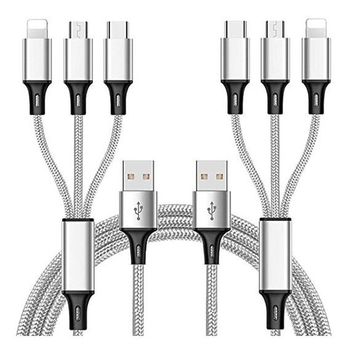 Cable De Carga Para Telefonos 3 En 1 De 1.5m Pack 2 Unidades