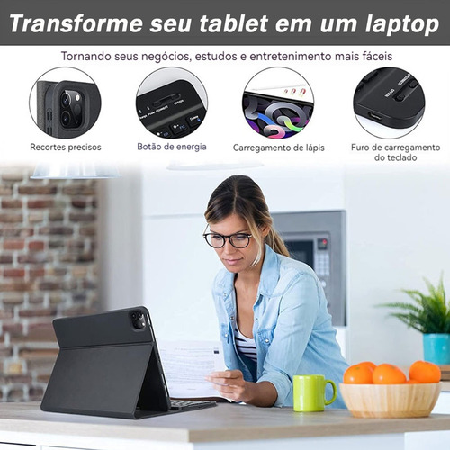 Teclado Bluetooth Mouse Com Capa Para iPad 5/6 Geracao A1893