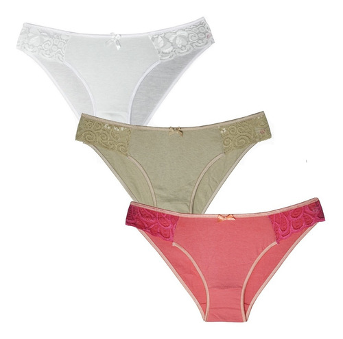 Bikini De Algodon Mujer Paquete De 3 Piezas Colores Suave