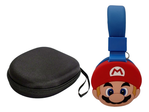 C  Audífonos Diadema Bluetooth Super Mario Con Estuche Liso