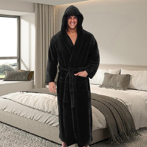 Albornoz Con Capucha Para Hombre, Bata De Franela, Bata De B