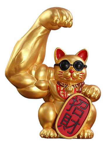 Estatuilla De Gato De La Suerte Con Brazo Musculoso Chino,