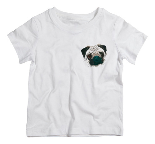 Camiseta Infantil Estampa Pequena Pug Cachorro