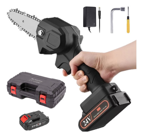 Motosserra Elétrica Manual Portátil Recarregável Com Maleta Cor Preto 110v/220v