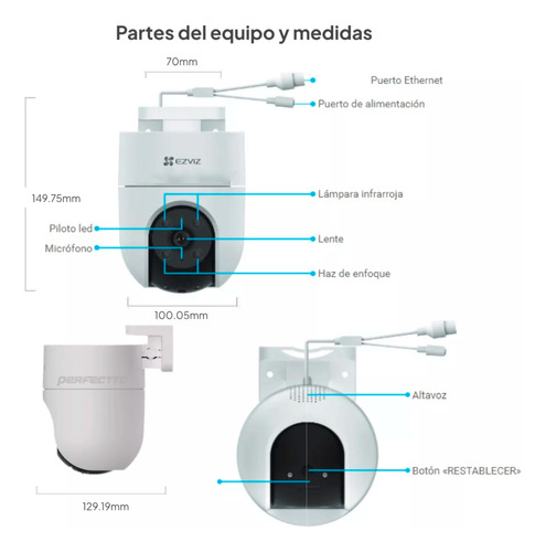 Camara Ip Domo 360° 4mp Full Hd Wifi Audio Ezviz Graba H.265 Color Blanco
