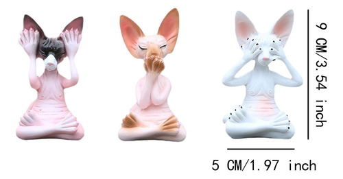 3 Estatuas De Gato Sin Pelo, Figura De Gato Meditando,