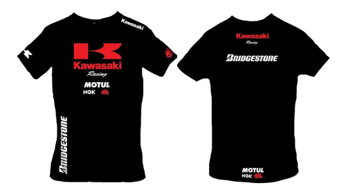 Remera Kawasaki Racing 1  Motos Frente/espalda  Algodón 100%