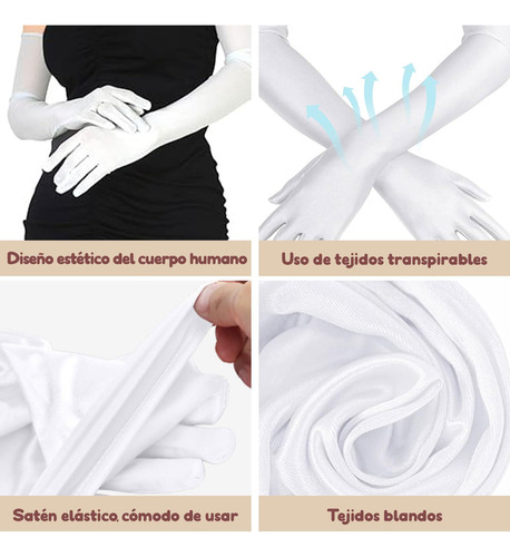 Guantes Largos De Satén Con Codo Mujer, Guantes Y Mitones