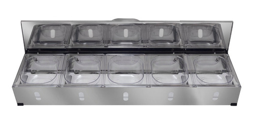 Condimentadora Pizzarola Profissional Inox Bancada 5 Cubas 