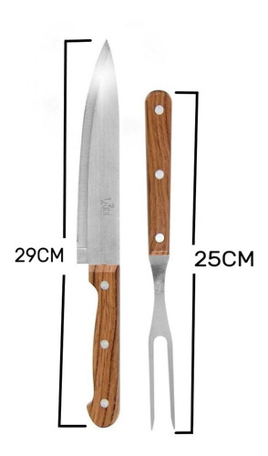 Kit Tábua De Corte De Carne 45cm Com Garfo E Faca Churrasco