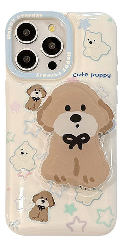Para iPhone 16/14 - Capa Cachorro Estrelas Suporte Colorido