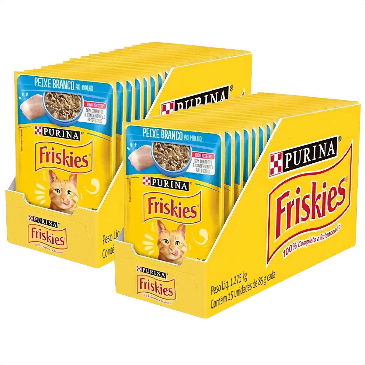 Ração Úmida Friskies Gatos Sachê Sabor Peixe Branco 85g 30 Sachês Friskies Purina
