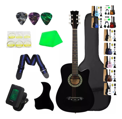 Guitarra Acustica Curva Kit Paquete Con Accesorios Zurdos