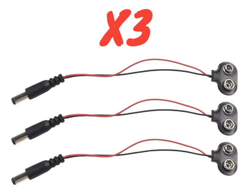 Base Pila Cuadrada 9v Con Plug Arduino 3 Unidades
