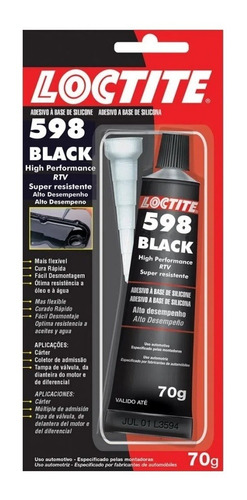 Cola Silicone Preto Loctite 598 70g Vedante Junta Motor