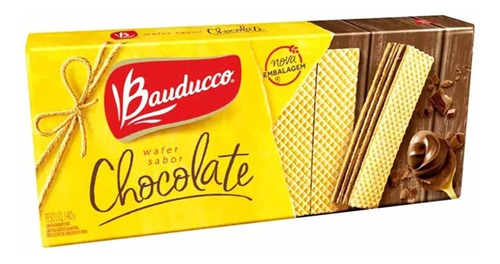 Imagem 1 de 5 de Biscoito Wafer Chocolate Bauducco 140g
