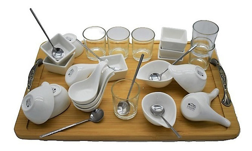 Set De Cocina Homeg Juego De Ceramica 30 Pz + Tabla De Bambu