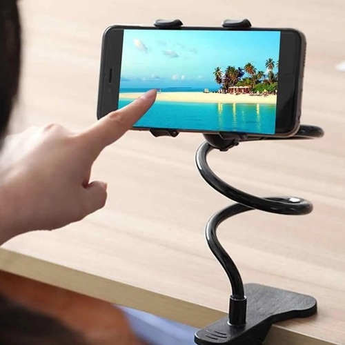 Imagen 4 de 9 de Soporte Con Brazo Flexible Para Celular Y Pinza Broche 360