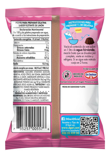 Gelatina Con Agua Sabor Limón Flotante 120g