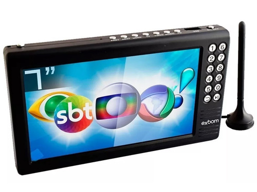 Tv Digital Tela 7 Hd Portátil C/ Bateria Usb Rádio Fm Mp3 Av