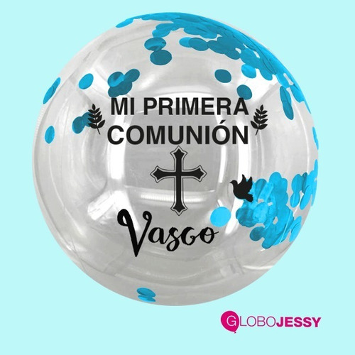 Globo Burbuja Comunión- Bautizo+ Globos Alumin Con Gas Helio