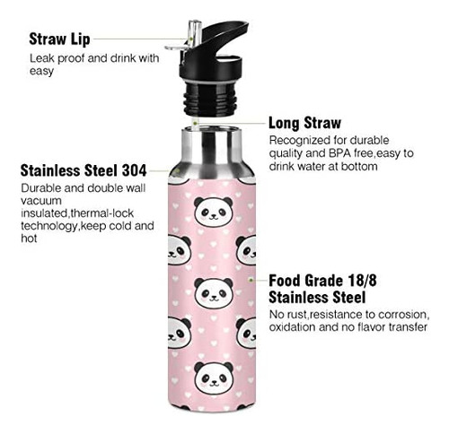 Botella De Agua Con Cara De Panda Para Niños, Termo De Acero