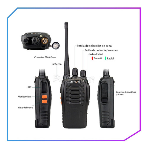 Imagen 9 de 9 de Radio Walkie Talkie Comunicacion Motorola Retevis Baofeng X2
