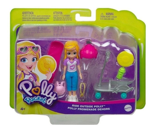 Boneca Polly Pocket Promenade Dehors Patinete Mattel