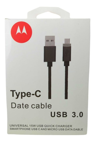 Cable C Motorola Carga Rápida 3.0 G7/g8/g9 !!! Color Negro
