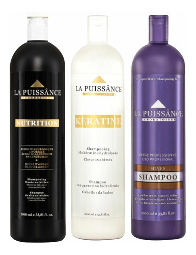 La Puissance Kit Shampoo Argan, Keratina Y Matizador Violeta