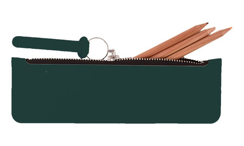 Small Flat Pencil Case - Cartuchera Flat Color Verde Amazonia