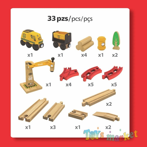 Imagen 2 de 10 de Trencity Tren De Madera Kit Aventura En El Bosque 33 Piezas
