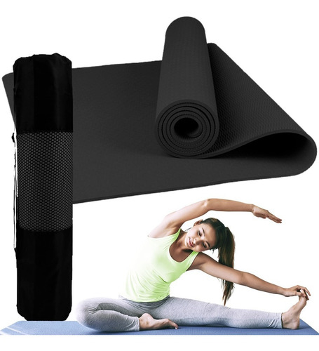 Tapete De Yoga Tpe Pilates Mat Treino 183x61x0,8cm Com Bolsa