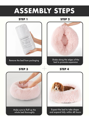 Cama Calma En Forma De Dona Para Perros Y Gatos 50 Cm Rosa