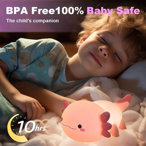 Bonita Lámpara Nocturna Axolotl Para Dormitorio Infantil Rec
