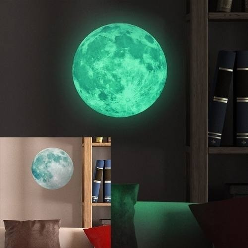 Imagem 5 de 5 de Lua Grande Adesivo 20cm Fluorescente Decoração Frete Barato