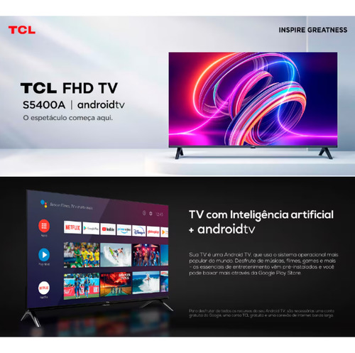 Smart Tv Led 32 Full Hd Com Android Tv Wi-fi, Bluetooth