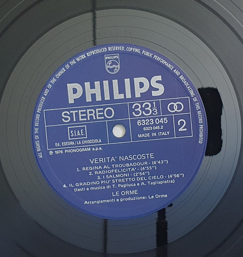 Lp Le Orme Verità Nascoste 1976 Importado Itália Original (Usado)